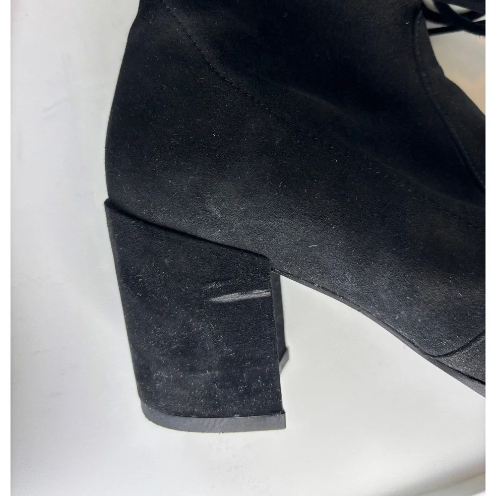 Stuart Weitzman Tieland Black Suede Over-The-Knee Block Heel Boots 7.5 M
